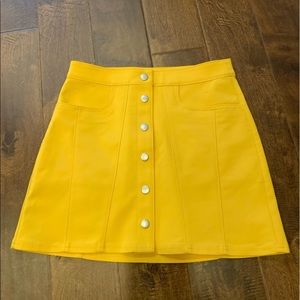 Express Yellow Gold Button Down Mini Skirt Size 4